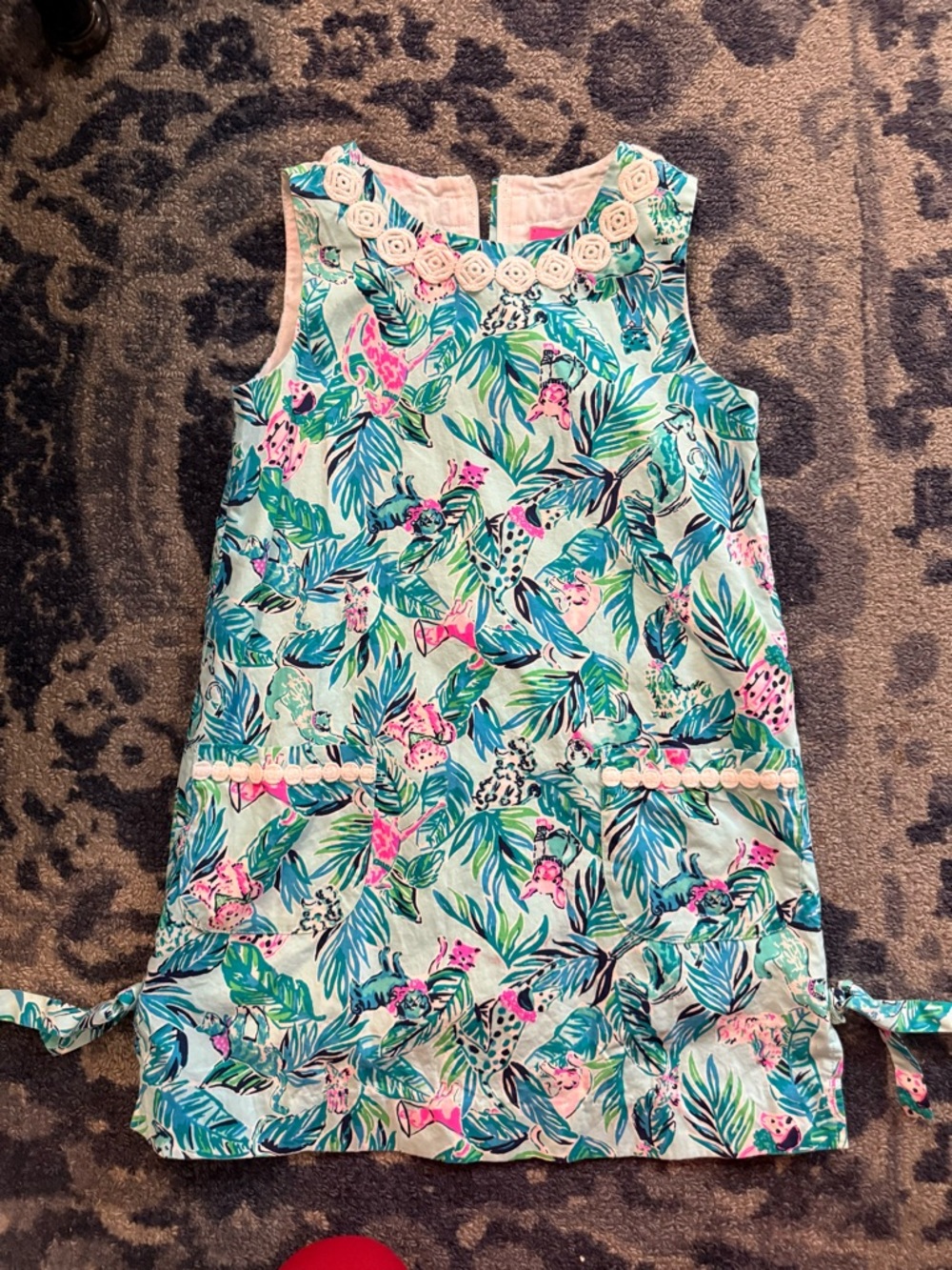 Lilly Pulitzer Tropical Leaf & Flamingo Print Shift Dress - Aqua, Pink, Green